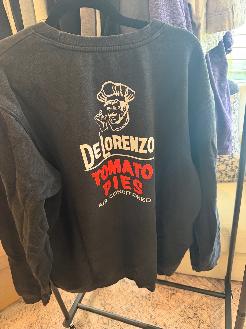 lorenzo Black Crewneck Sweatshirt with White Logo - Picture 2 of 2